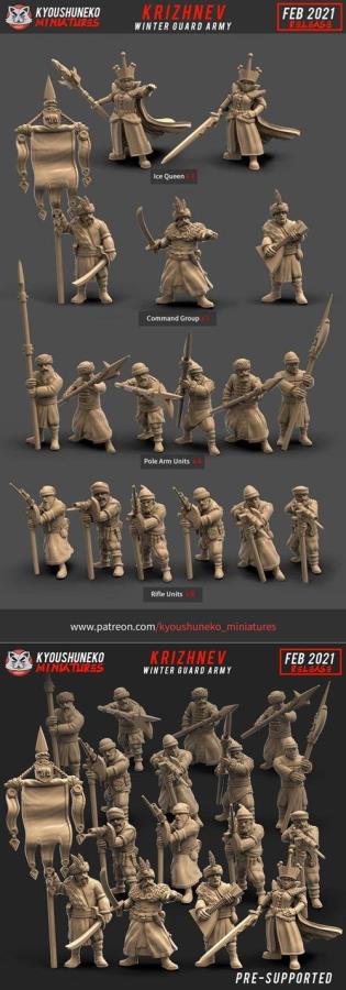 Kyoushuneko Miniatures - Krizhnev Winter Guard Army February 2021 3D STL 