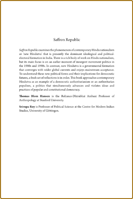 Saffron Republic - Hindu Nationalism and State Power in India