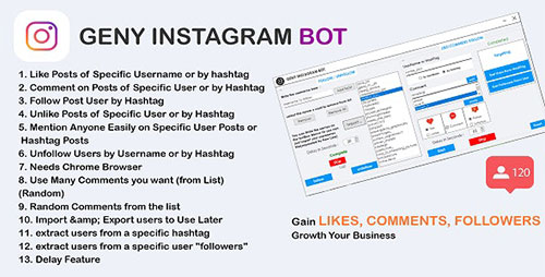 CodeCanyon - GENY instagram bot 4.0.1 - Gain More Instagram Followers, Increase your Followers Now - 26841977