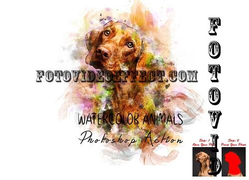 Watercolor Animals Photoshop Action - 7344339