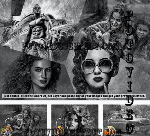 Pencil Sketch Painting Photo Template