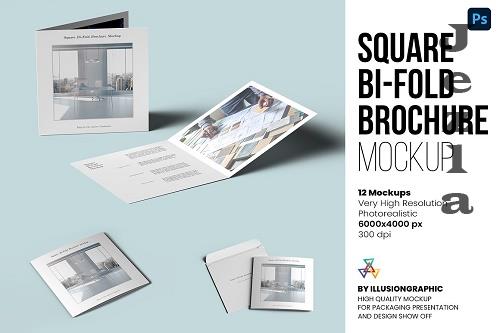 Square Bi-Fold Brochure Mockups - 6580920