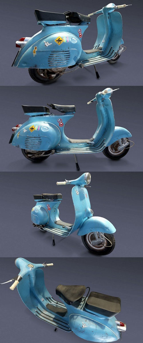 Vintage Vespa Scooter 3D Model