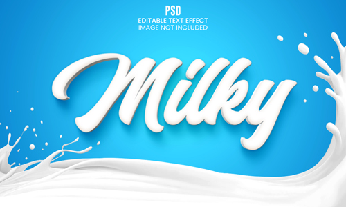 Editable milky 3d text effect photoshop layered psd