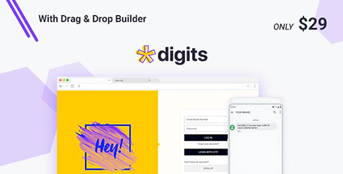 CodeCanyon - Digits v7.9.2.12 - WordPress Mobile Number Signup and Login - 19801105 - NULLED + Digits Add-Ons
