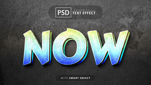 Now 3d text effect editable psd