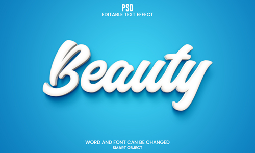 Beauty editable 3d text effect photoshop layered psd