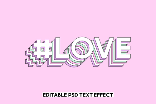 Layered colorful love editable text effect psd