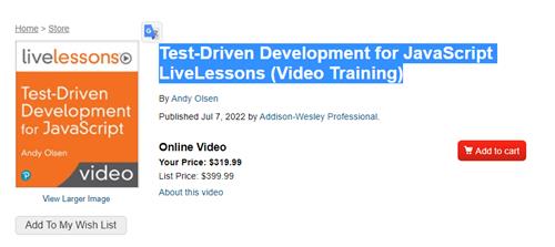 Test-Driven Development for JavaScript LiveLessons (Video Training)