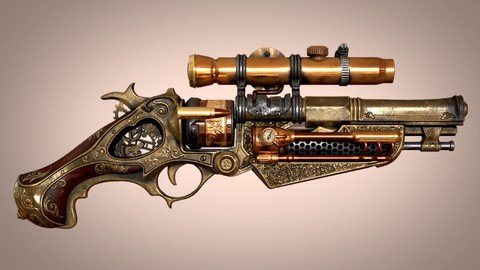 Real Time Game Asset Steam Punk Gun In Blender