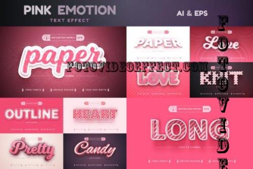 Set 10 Pink Love Editable Text Effects