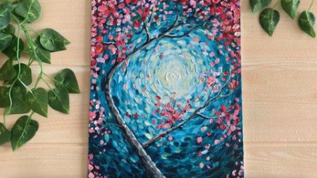 Loose Acrylic Painting Style - Cherry Blossom