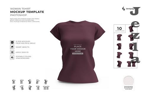 Woman Shirt Mockup Template Set - 2022602