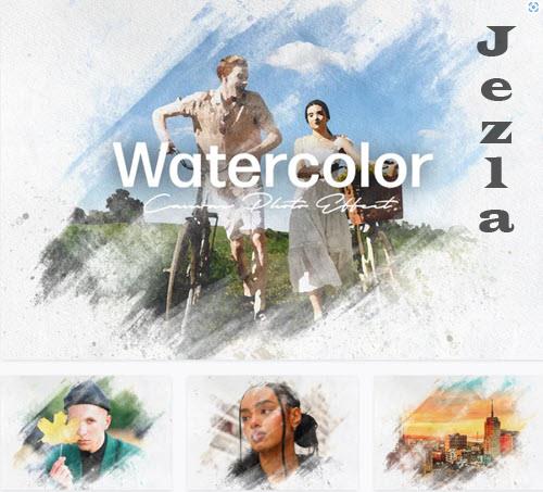 Watercolor Canvas Photo Effect - 7224782