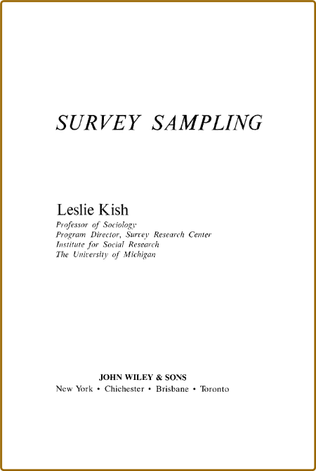 Kish L  Survey Sampling 1965