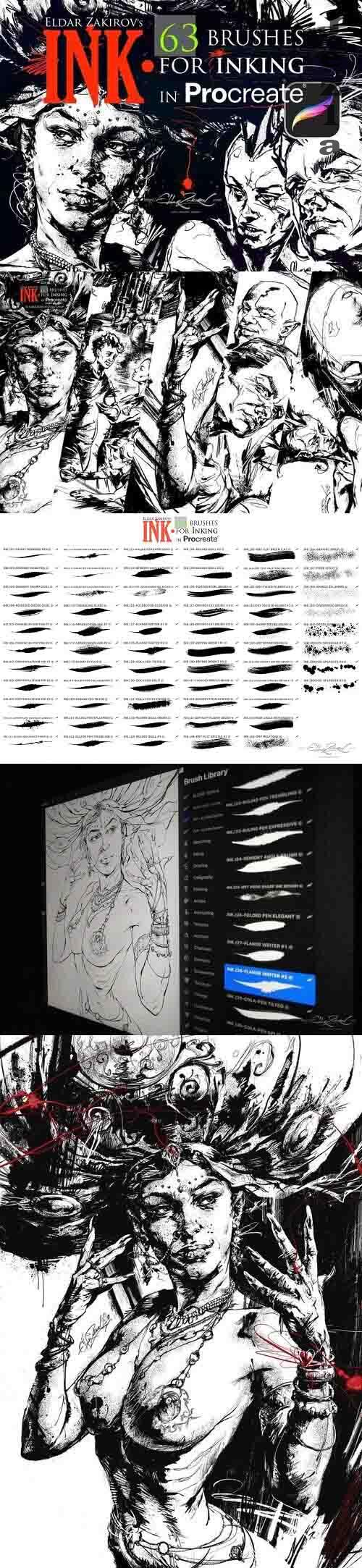 INK� 63 inking brushes for Procreate - 4618890