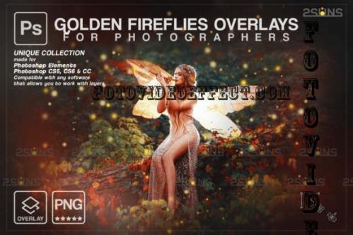 Gold Fireflies Photoshop overlay - 7394445