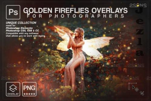 Gold Fireflies Photoshop overlay - 7394445