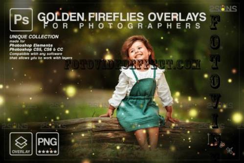 Gold Fireflies Photoshop overlay V1 - 7394452