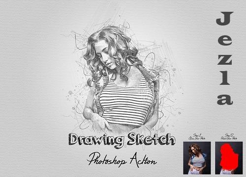 Drawing Sketch Photoshop Action - 7402525