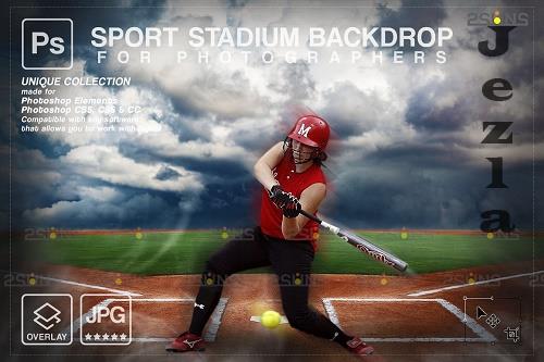 Softball Backdrop Sports Digital V54 - 7395093