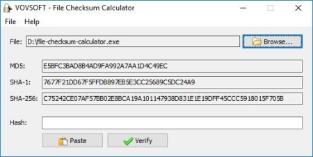 VovSoft File Checksum Calculator 1.9