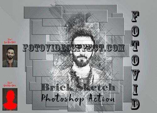 Brick Sketch Photoshop Action - 7407323