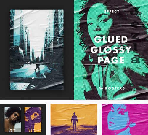 Glued Glossy Page Effect for Poster - 7399735