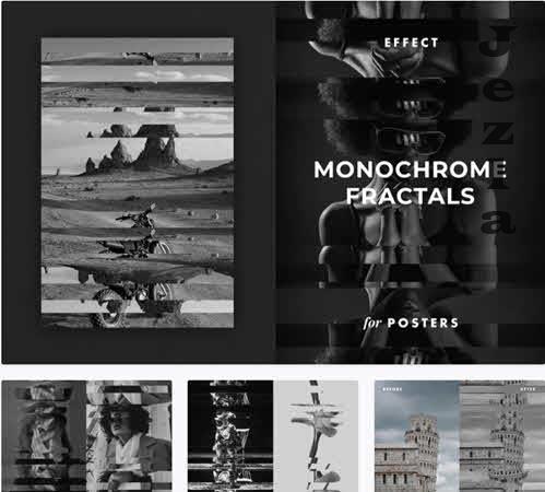 Monochrome Fractals Poster Effect - 7354663