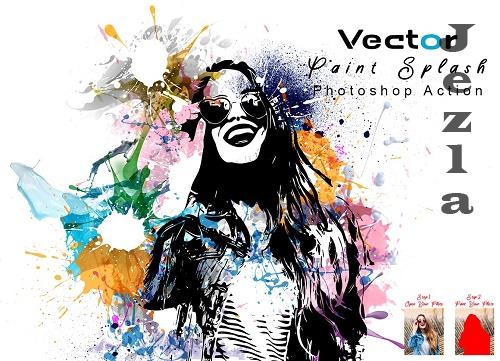 Vector Paint Splash Photoshop Action - 7413816