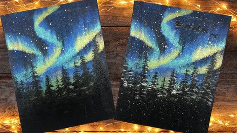 Udemy - Northern Lights Forest Art Canvas