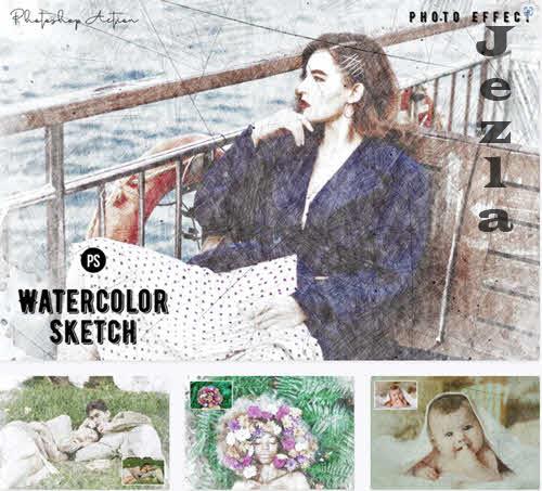 Watercolor Sketch Painting Action - ADSHNMX
