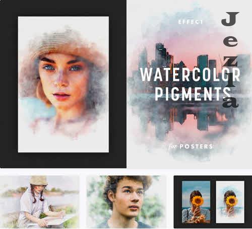 Watercolor Pigments Poster Effect - 7415096