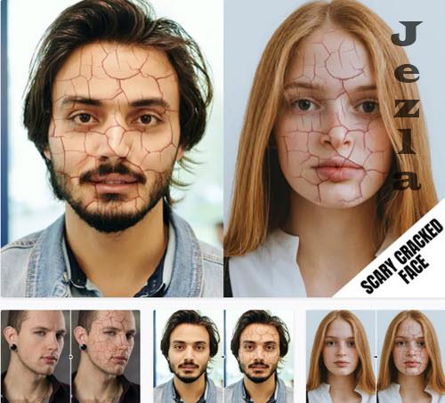 Scary Cracked Face Effect Action - Q4CJNQD Scary Cracked Face Effect Action - Q4CJNQD