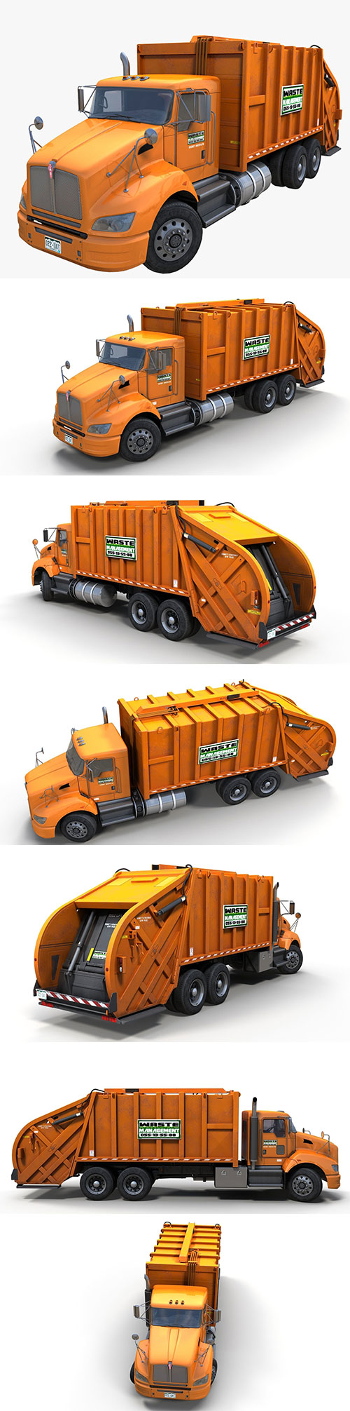 Industrial garbage truck Low-poly 3D Model