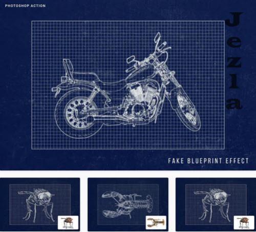 Fake Blueprint Photoshop Action - SBLAW5C Fake Blueprint Photoshop Action - SBLAW5C