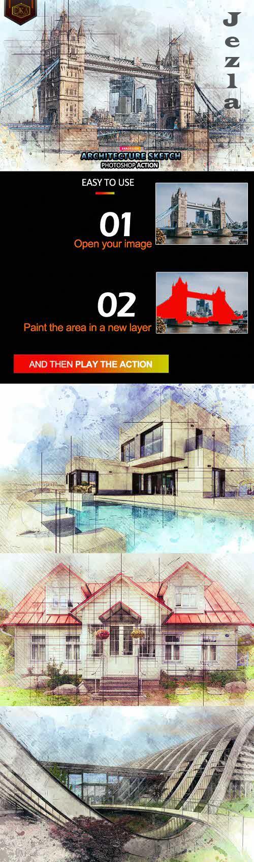 Architecture Sketch Photoshop Action - 36653905
