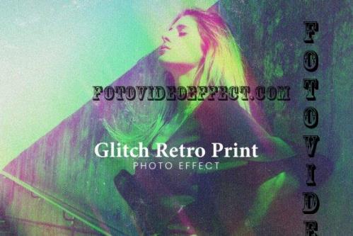 Glitch Retro Print Photo Effect Psd