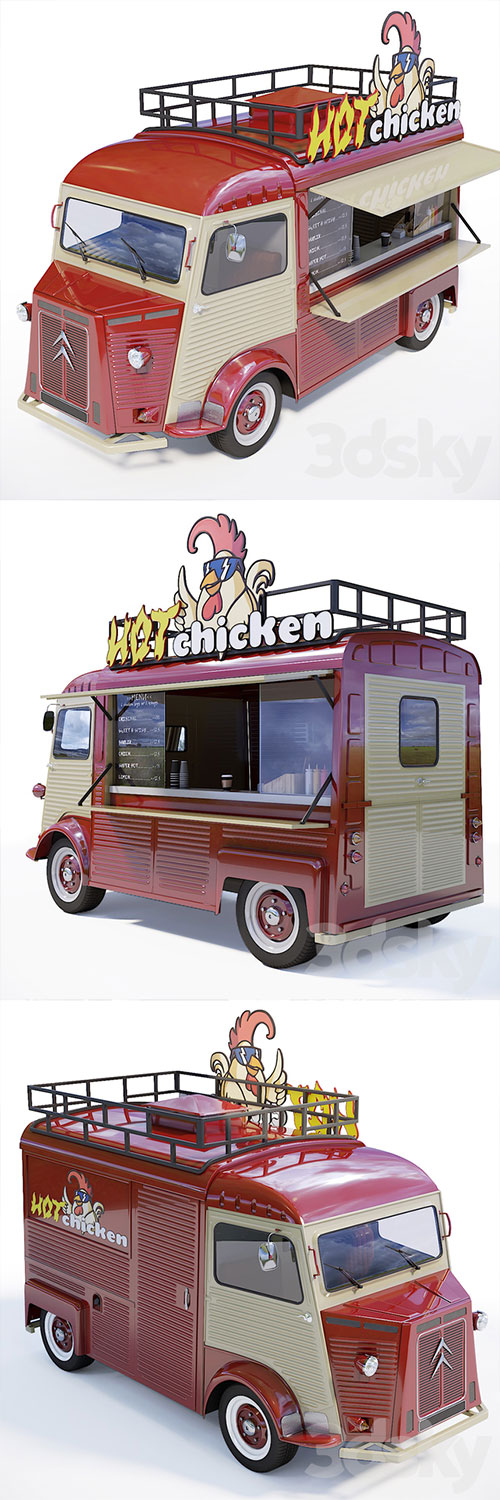 Food truck Citroën Type H 3D Model