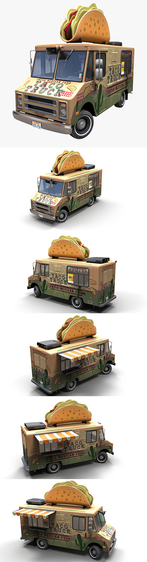 3D Taco Foodtruck PBR 3D Model