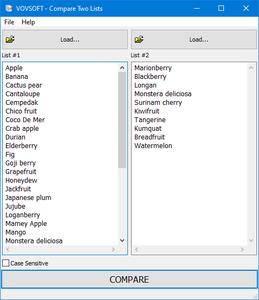 VovSoft Compare Two Lists 1.2