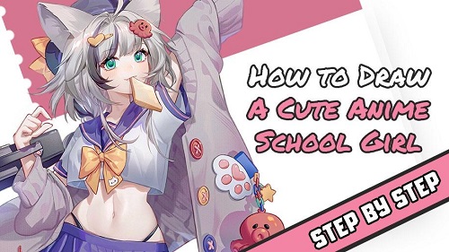 How to Draw A Cute Anime School Girl Step by Step with Wingfox Studio
