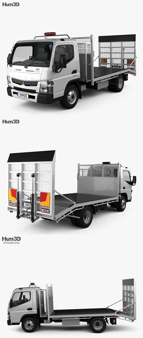 Mitsubishi Fuso Canter (815) Wide Single Cab Tilt Tray Beaver Tail Truck 2016 3D Model
