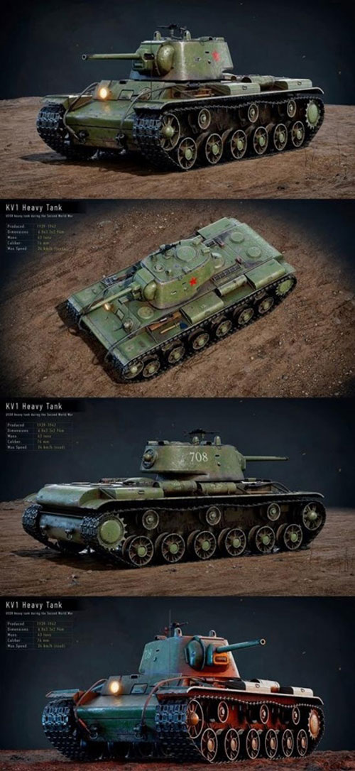 WW2 Soviet Tank KV1 3D Model