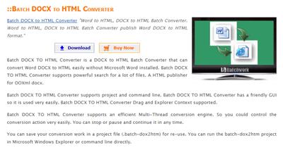 Batch DOCX to HTML Converter 2022.14.731.1976