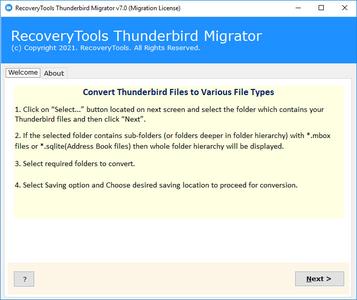 RecoveryTools Thunderbird Migrator 7.4