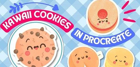 How to Draw Kawaii Sticker Illustrations Cute Cookies  Procreate