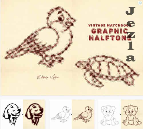 Vintage Matchbook Graphic Halftone Effect
