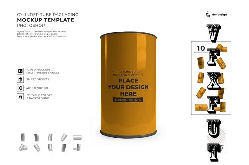 Cylinder Tube Packaging Mockup Template Set - 2074719