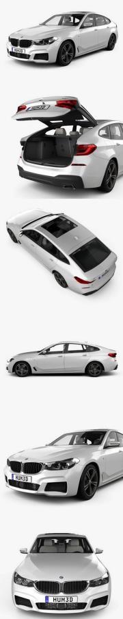 BMW 6 Series Gran Turismo M-Sport with HQ interior 2017 3D Model